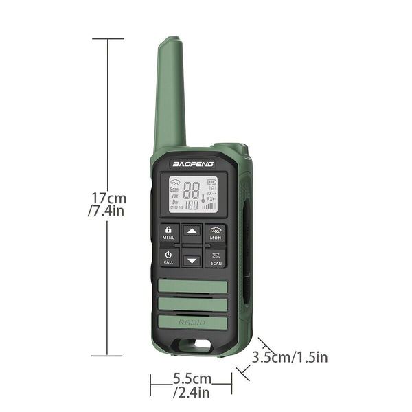 Две рации Baofeng FR 22A Комплект из двух радиостанций (Зеленый) FR-22A-green-double фото