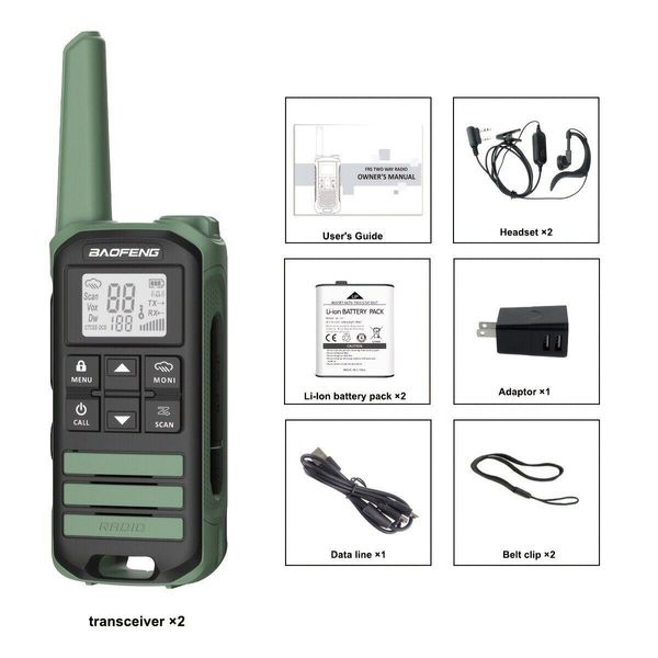 Две рации Baofeng FR 22A Комплект из двух радиостанций (Зеленый) FR-22A-green-double фото