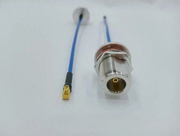 Пигтейл MMCX-90 - N-Type-F ВЧ кабель переходник RG405 15 см, угловой MMCX-M-90-N-F-RG405-0.15 фото