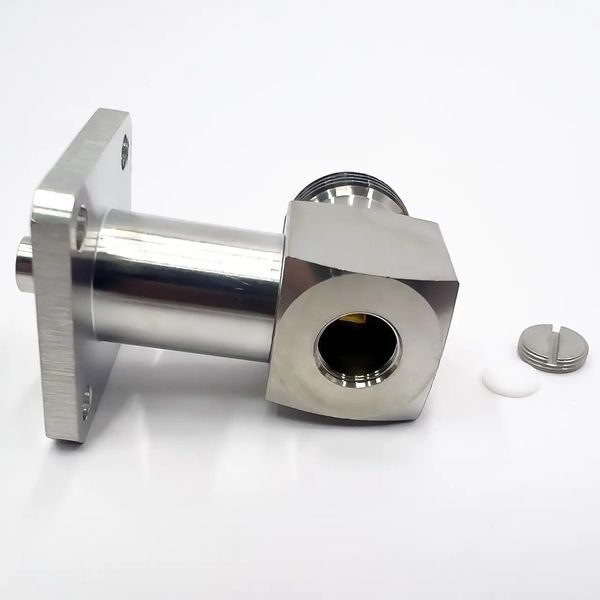 Разъем N-Type-Female 90&deg; мама на кабель RG402 фланцевый 25*25&nbsp;мм N-Type-Female-Fl-RG402-90 фото