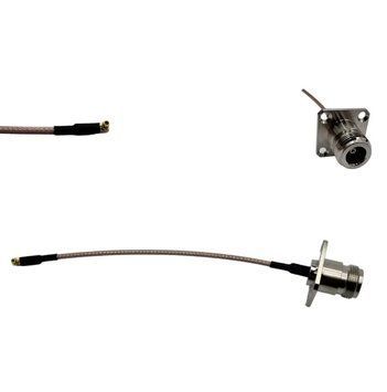 Пигтейл MMCX-Male - N-Type-Female-Flange ВЧ кабель переходник RG316 длинна 15 см угловой MMCX-M-N-Type-F-Flange-90-RG316-0.15 фото