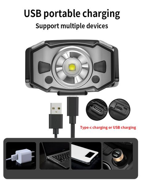 Налобный LED фонарь с li-ion аккумулятором и зарядкой от USB B35 фото