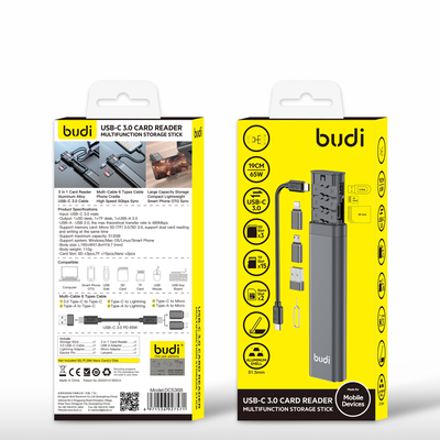 Багатофункціональний органайзер/адаптер Budi DC536B USB-C 3.0 Card Reader DC536B фото