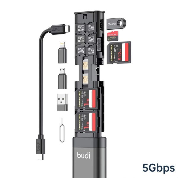 Многофункциональный органайзер/адаптер Budi DC536B USB-C 3.0 Card Reader