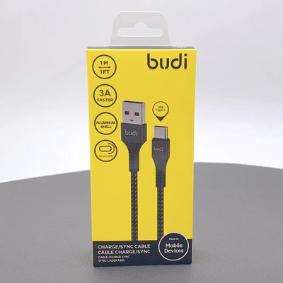 Кабель Budi Sync USB - Type-C Cable 1м 3А в оплітці DC210T10B DC210T10B фото