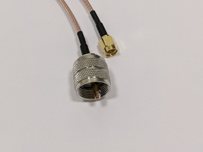 Пигтейл UHF-Male (PL259) - SMA-Male ВЧ кабель переходник RG316 длинна 30 см UHF-M-SMA-M-RG316-0.3 фото