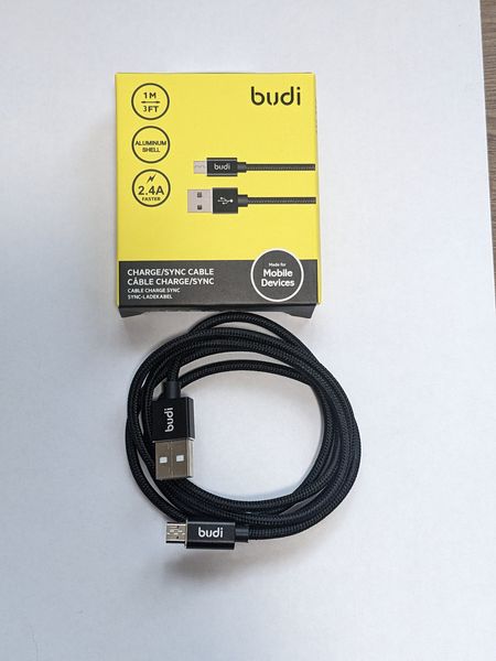 Кабель Budi Sync USB - micro USB Cable 1м 2.4 в оплетке DC180M10BS DC180M10BS фото