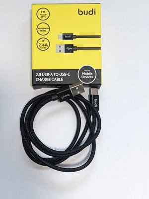 Кабель Budi Sync USB - Type-C Cable 1м 2,4 А в оплітці DC180T10BS DC180T10BS фото