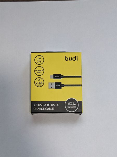 Кабель Budi Sync USB - Type-C Cable 1м 2,4 А в оплетке DC180T10BS DC180T10BS фото