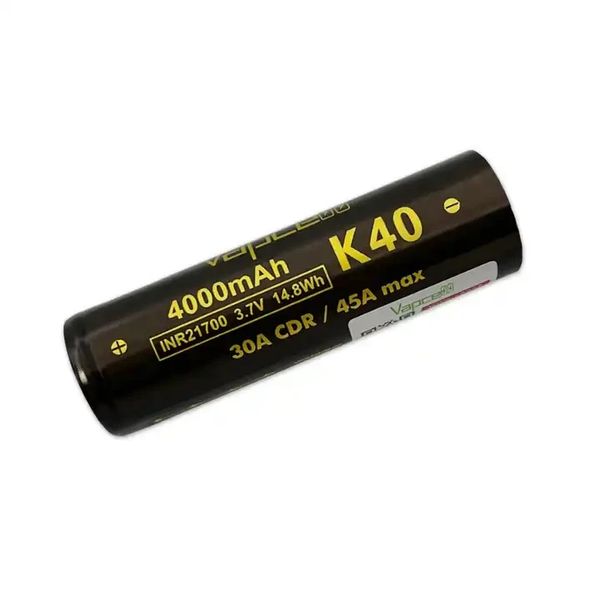 Аккумулятор 21700 Vapcell K40 4000 mAh, Li-Ion INR, 3.7В (4.2В). Высокотоковый 30A (45А), без защиты. Vapcell K40 21700 фото