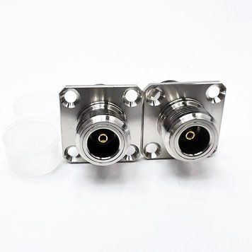 Переходник N-Type-Female - N-Type-Female (коннектор мама - мама) фланцевый 25*25мм N-Type-F-N-Type-F-flange фото