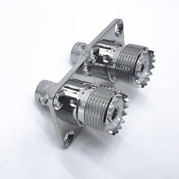 Переходник BNC-Female - UHF-Female (коннектор мама - мама) фланцевый 17.5*17.5мм BNC-Female-UHF-Female-flange фото