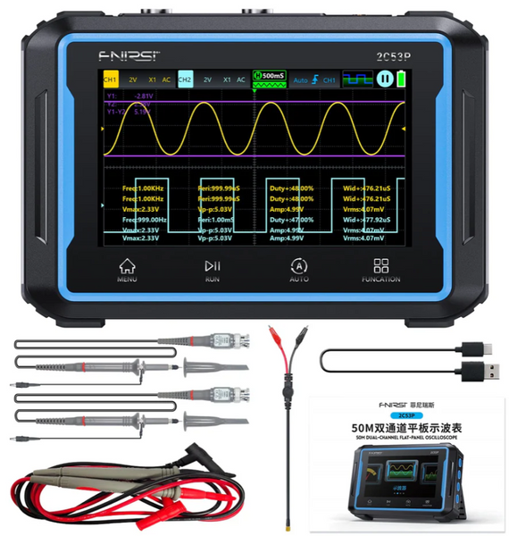Двоканальний планшет FNIRSI® 2C53P 3-in-1 Осцилограф + Мультиметр + Генератор сигналів 2C53P фото
