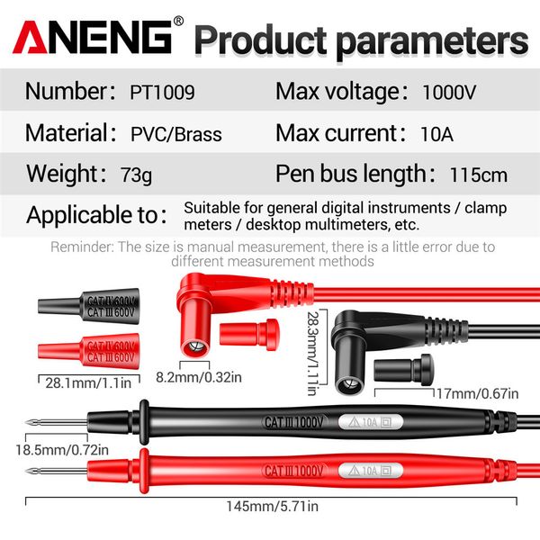 Щупы для мультиметра ANENG PT1009 10A 115 см PT1009 фото